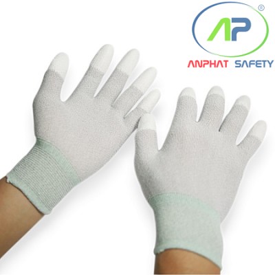 Găng chống tĩnh điện phủ PU đầu ngón có viền (Màu xám) M